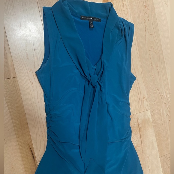 WHBM Blue Sleeveless Tie-Neck Blouse Top, size XXS - Picture 2 of 9